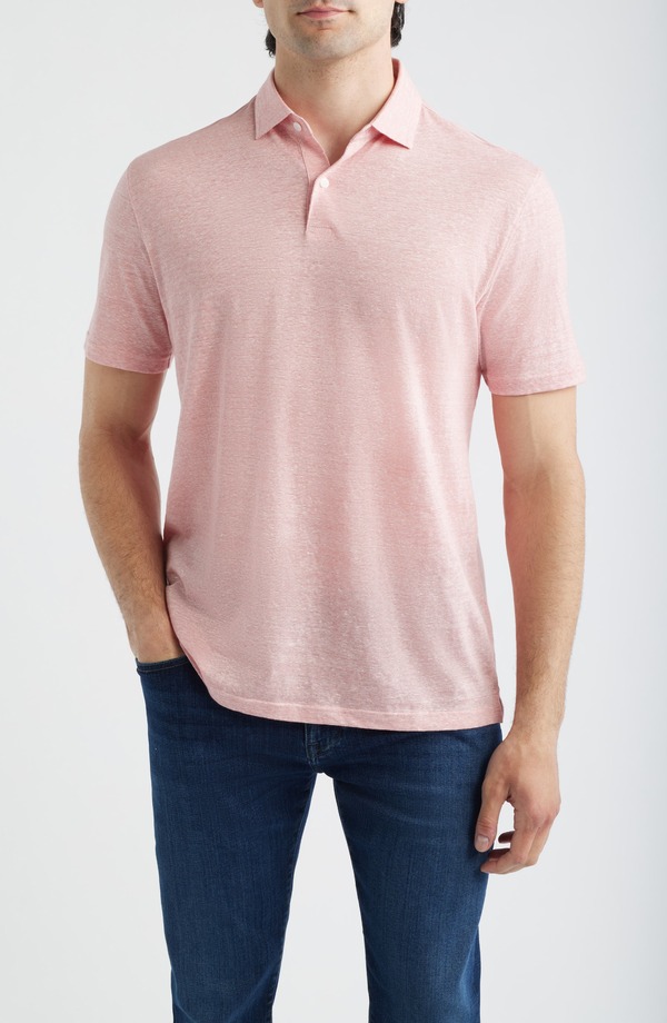 ピーター・銀鏡 メンズ トップス スポーツシャツ 綿織物 リネン Peter Millar Sanibelinen \u0026 Cotton Polo Venetian Pink サクラ色
