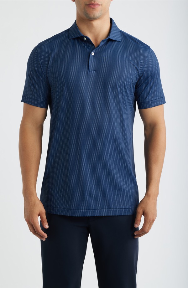 ピーター・銀鏡 メンズ トップス スポーツシャツ プルオーバー Peter Millar Fermata Microdot Performance Jersey Golf Polo Navy 米国海軍