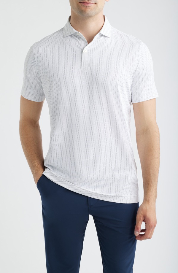 ピーター・銀鏡 メンズ トップス スポーツシャツ プルオーバー Peter Millar Fermata Microdot Performance Jersey Golf Polo White 白いこと