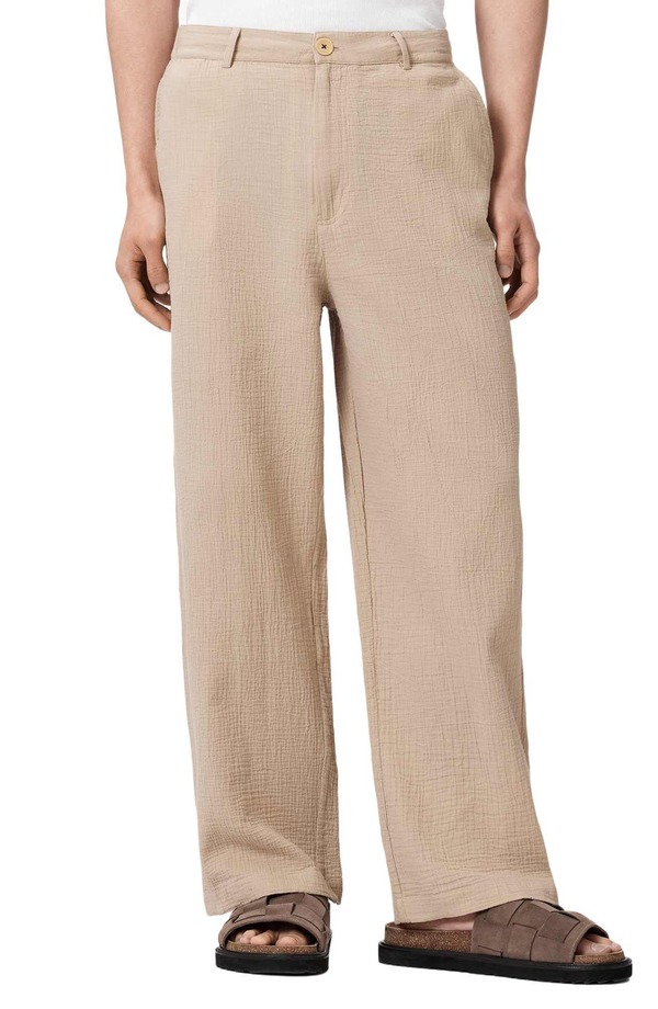 オールセインツ メンズ ボトムス カジュアルパンツ ワイドレッグ AllSaints Taiko Wide Leg Pants Pasilla Brown ブラウン｜ReVida 店