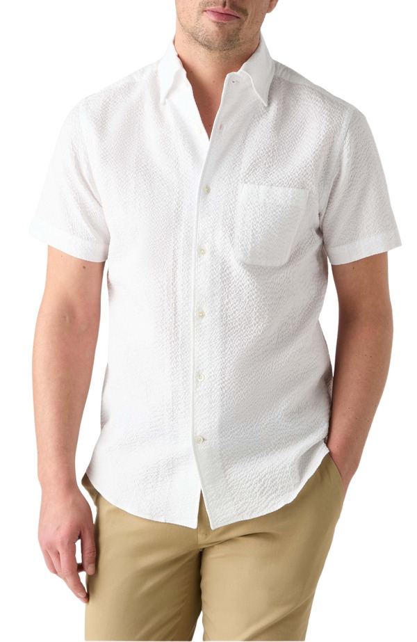 ロバート タルボット メンズ トップス プルオーバー Robertalbott Morgan Paisley Jacquard Seersucker Short Sleeve Shirt White 白いこと