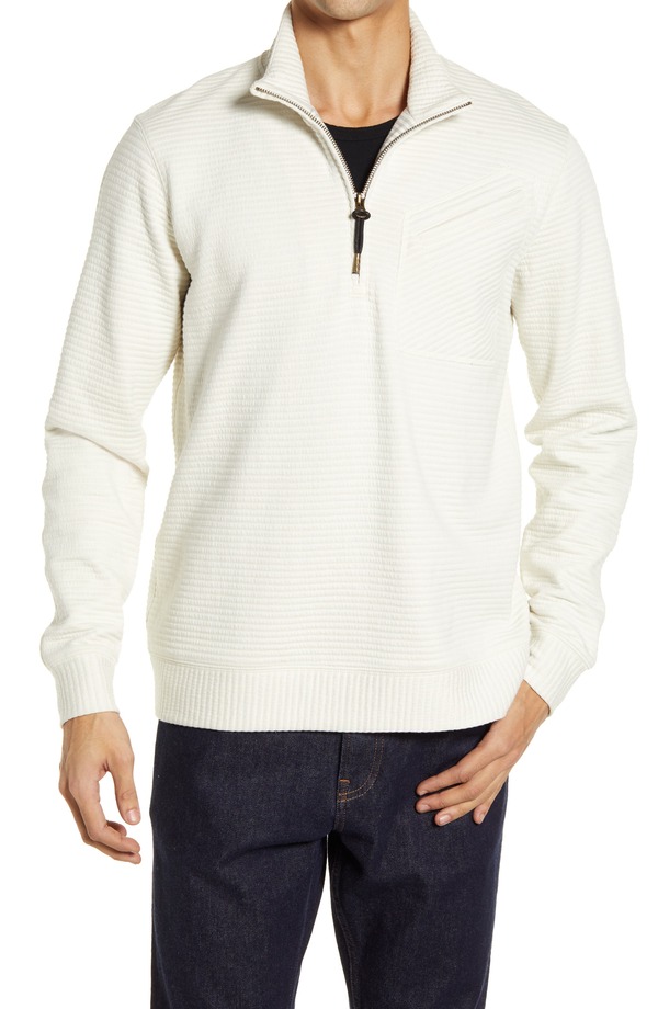 ビリーレイド メンズ アウター パーカー・スウェット ニット Billy Reidouble Knit Half-Zipullover Tinted White ホワイト｜ReVida 店