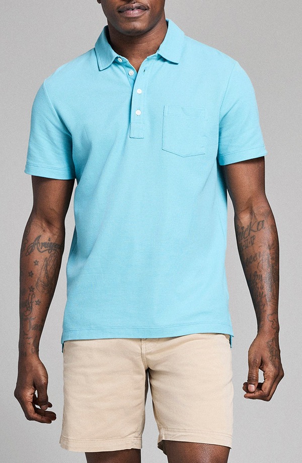 ビリーレイド メンズ トップス スポーツシャツ 綿織物 Billy Reid Pensacola Pima Cotton Piqu Pocket Polo Delphinium Blue 青み
