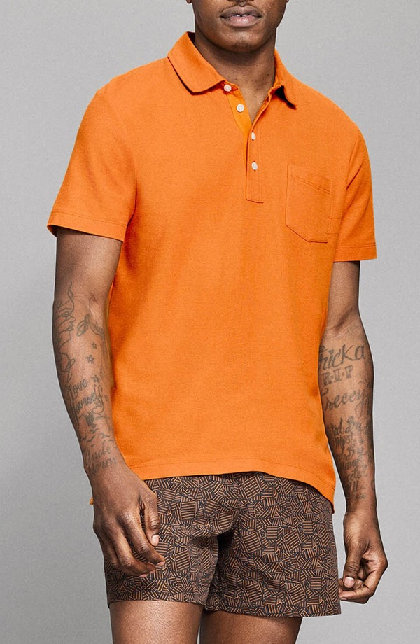 ビリーレイド メンズ トップス スポーツシャツ 綿織物 Billy Reid Pensacola Pima Cotton Piqu Pocket Polo Desert Sun