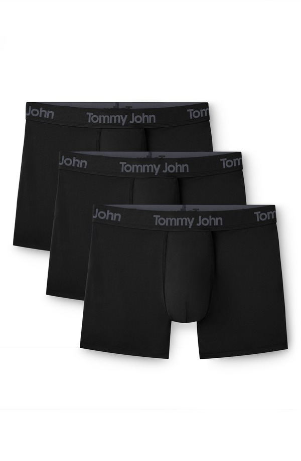トミージョン メンズ アンダー御召しもの ボクサーズボン下 メッシュ Tommy John 3-Pack Air Cool Mesh Boxer Briefs Black 黒いこと