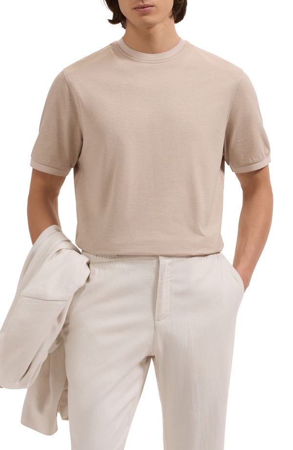 ブガッチ メンズ トップス Tシャツ クルーネック コットン Bugatchi Crewneck Pima Cotton T-Shirt Desert|ReVida 店