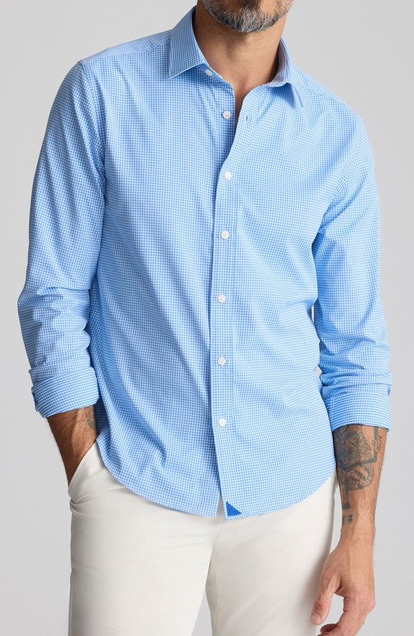 アンタックイット メンズ トップス プルオーバー UNTUCKit Bravo Microcheck Performance Button-Up Shirt Blue 青色