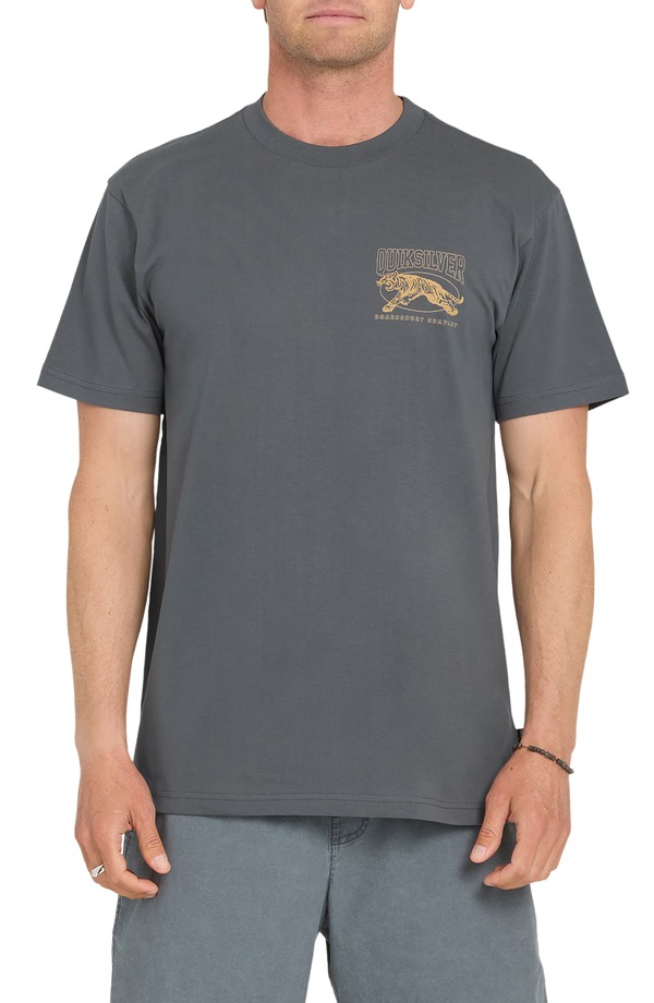 クイックシルバー メンズ トップス Tシャツ グラフィック Quiksilver Tiger Style Short Sleeve Graphic T-Shirt Iron Gate アニマル|ReVida 店