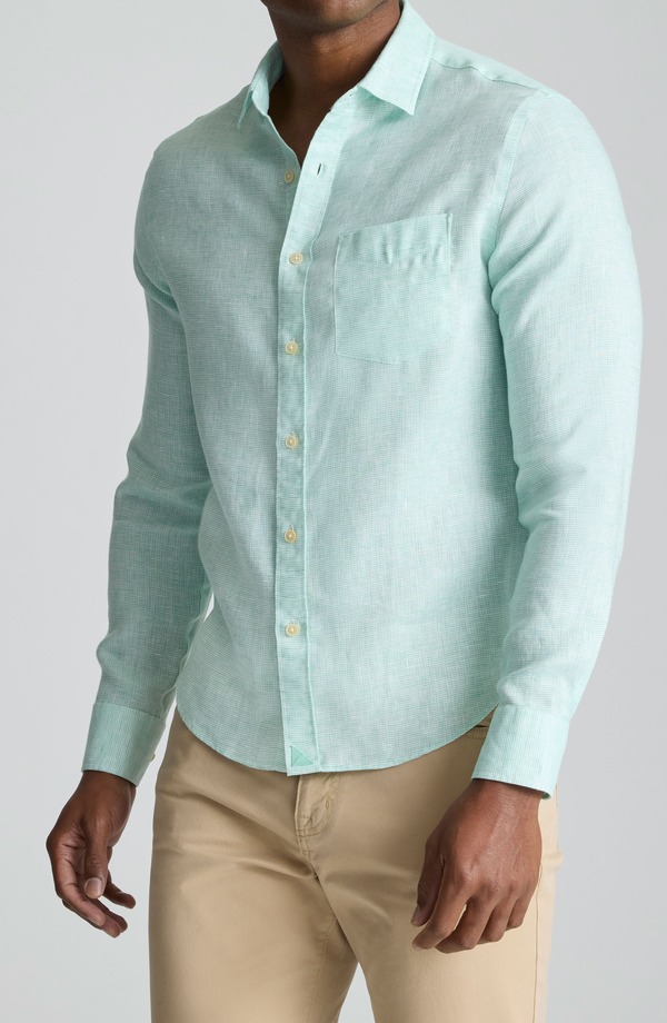 アンタックイット メンズ トップス プルオーバー リネン UNTUCKit Stripe Wrinkle Resistant Linen Button-Up Shirt Green 緑であること