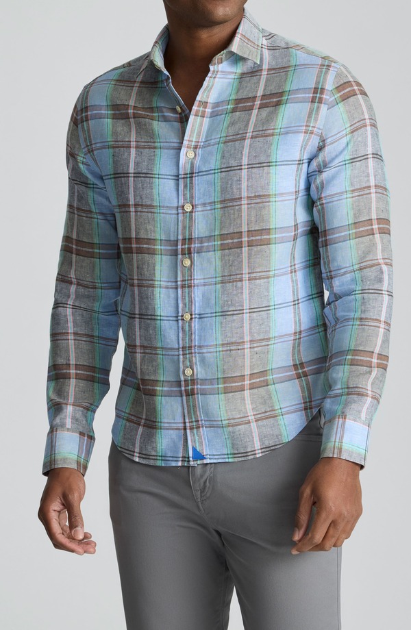 アンタックイット メンズ トップス プルオーバー リネン UNTUCKit Plaid Wrinkle Resistant Linen Button-Up Shirt Blue 青色