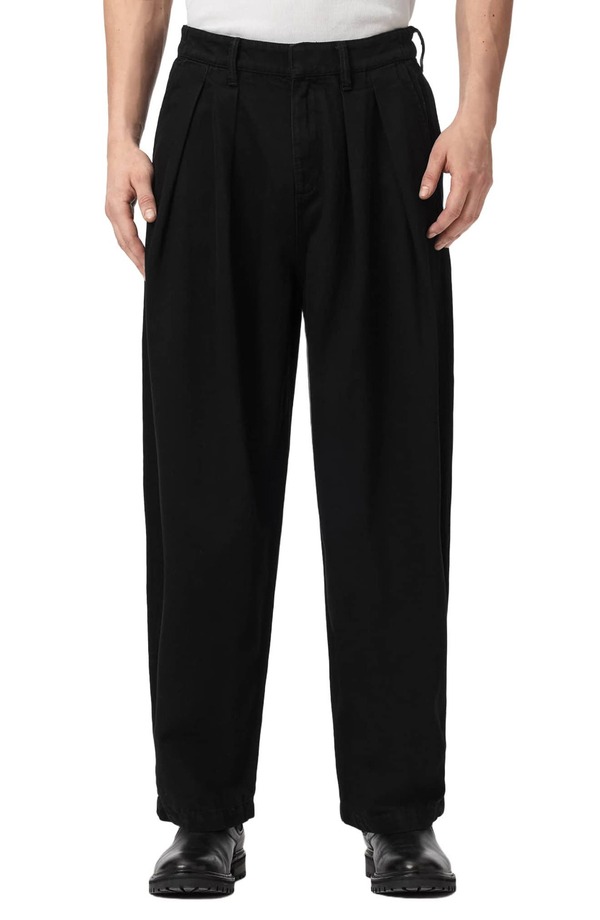 オールセインツ メンズ ボトムス 心地好いズボン下 引っ切り無い AllSaints Becco Straight Leg Pants Black 黒いこと