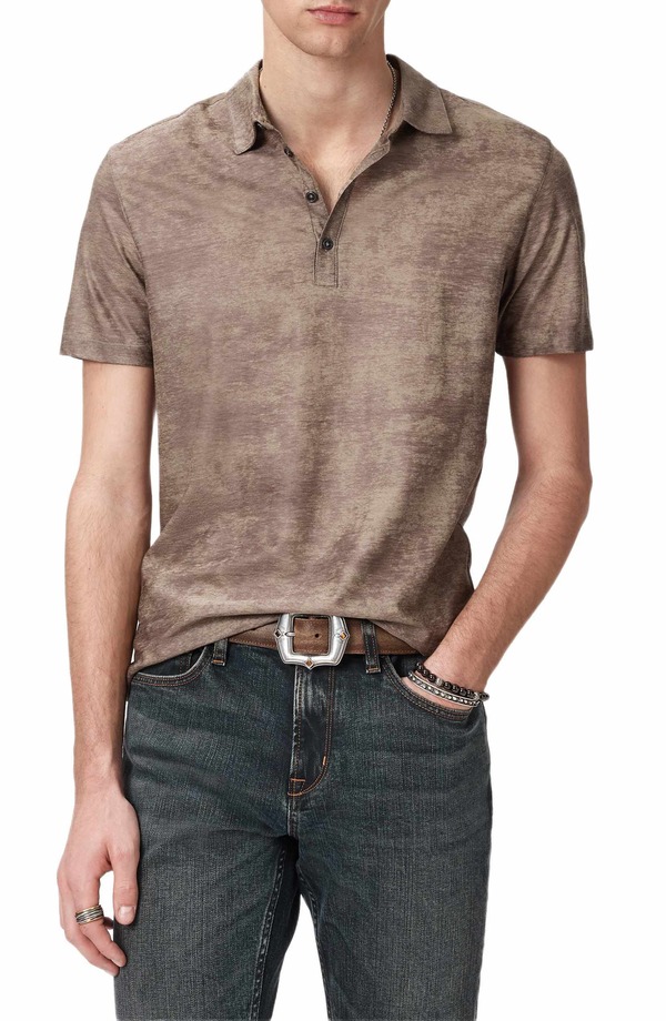ジョンバルベイトス メンズ トップス スポーツシャツ 綿織物 John Varvatos Olivari Slub Cotton Piqu Polo Haze Grey 薄墨色