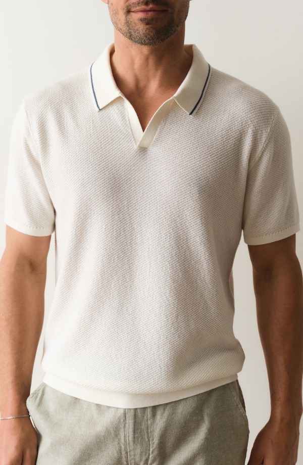 米国海兵隊員 座標軸 メンズ トップス スポーツシャツ スウェーター Marine Layer Greyson Short Sleeve Polo Sweater White 白いこと