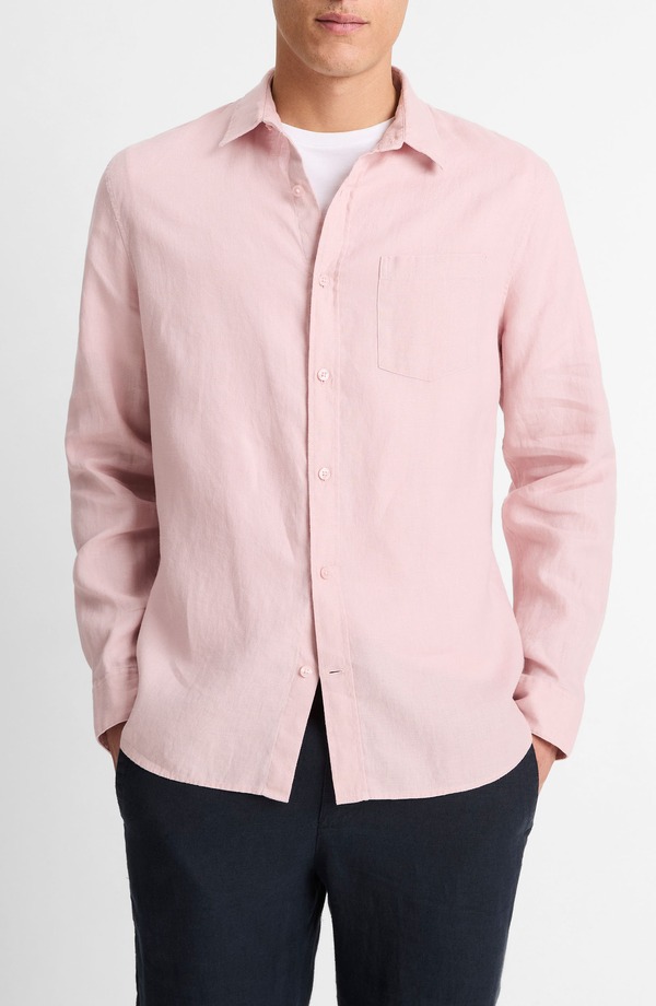 ヴィンス メンズ トップス シャツ リネン Vince Linen Button-Up Shirt Faded Pink ピンク 42,770円