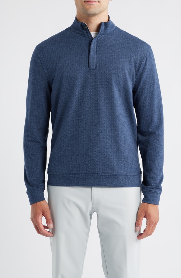 ジョニー オー メンズ アウター パーカー・スウェット ハーフジップ johnnie-O Rubin Herringbone Quarter Zip Navy ネイビー｜ReVida 店