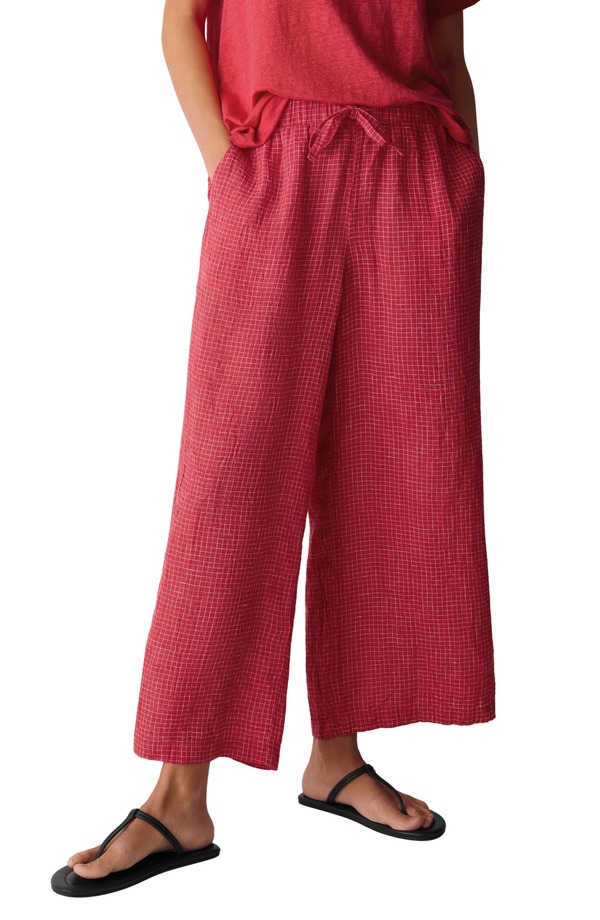 エイリーンフィッシャー レディース ボトムス レギンス ワイドレッグ ズボン下 アンクル Eileen Fisher Windowpane Check Wide Leg Ankle Pants Grenadine 照合のしるし