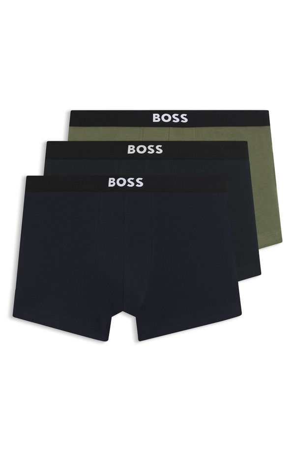 雇い主 メンズ アンダー御召しもの さる股引き 綿織物 BOSS Assorted 3-Pack ONE Stretch Cotton Trunks Open Blue 青碧