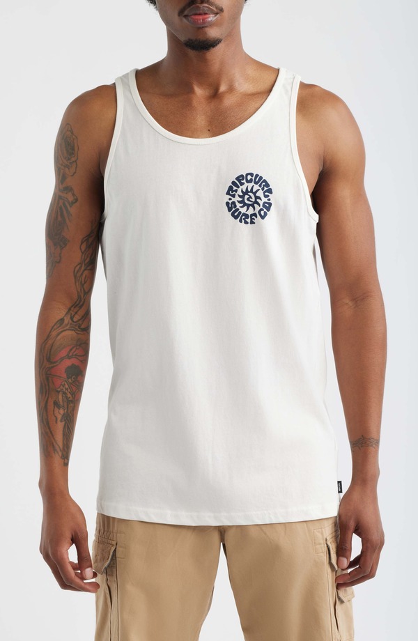 下唇長い巻き毛 メンズ トップス プルオーバー 綿織物 グラフィック Rip Curl Pacific Rinse Cotton Graphic Tank Bone