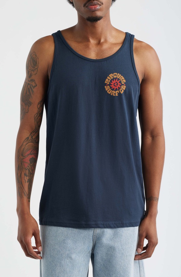 下唇長い巻き毛 メンズ トップス プルオーバー 綿織物 グラフィック Rip Curl Pacific Rinse Cotton Graphic Tank Dark Navy 米国海軍