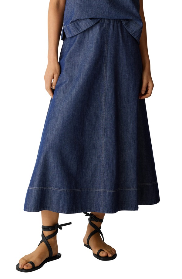 エイリーンフィッシャー レディース ボトムス ジーンズズボン下 スコート 綿織物 Eileen Fisher Organicotton Denim Skirt Dark Indigo インディゴ