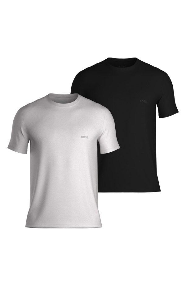 雇い主 メンズ トップス ティーシャツ 綿織物 BOSS Assorted 2-Pack Rib Cotton T-Shirts Grey/Black 黒いこと