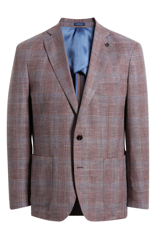 ピーター・銀鏡 メンズ アウター 上衣・上衣 羊毛 厚地の外套 Peter Millar Gafton Pale Purple Plaid Soft Slub Wool Blend Sport Coat Purple Fig パープル