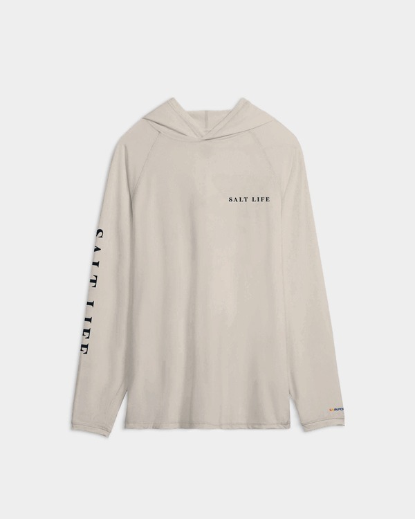 ソルトライフ メンズ アウター パーカー・スウェット Tシャツ Salt Life Jaws of Steel 2.0 Performance Hoodie Chalk チョーク|ReVida 店
