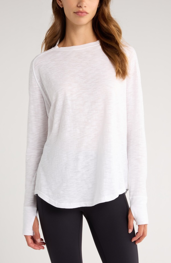 ゼラ レディース トップス シャツ Zella Relaxed Washed 2.0 Long Sleeve Slub Tee White ホワイト|ReVida 店