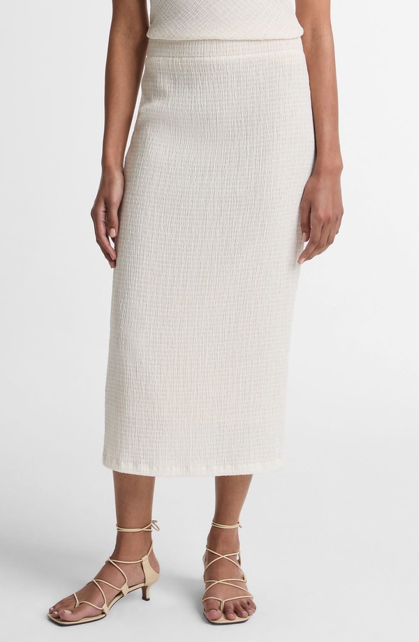 ヴィンス レディース ボトムスカート ミディ Vince Shadow Grid Midi Skirt Chalk チョーク｜ReVida 店