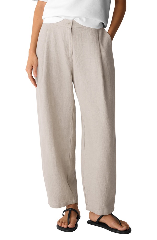 エイリーンフィッシャー レディース ボトムス レギンス ズボン下 アンクル リネン Eileen Fisher Curved Organic Linen Ankle Pants Undyed Natural