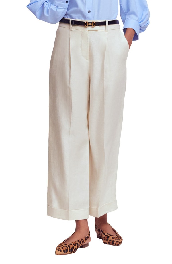 ボーデン レディース ボトムス レギンス ズボン下 リネン Boden Chiswick Crop Linen Pants Ivory 象牙色