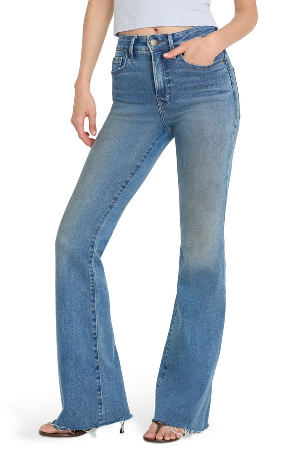 好ましいアメリカン レディース ボトムス ジーンズズボン下 デニム Good American Soft-Tech Good Legs Flare Jeans Indigo1211