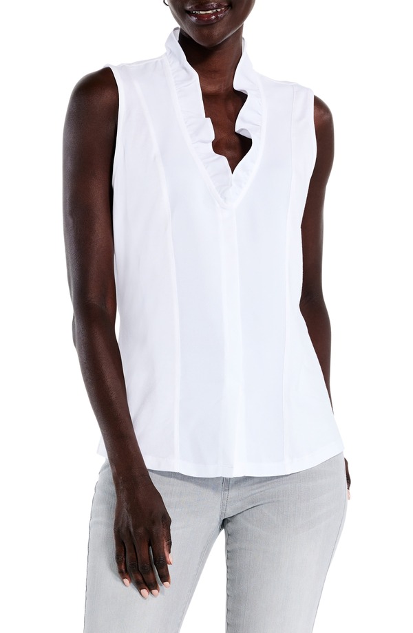 ニックプラスゾーイ レディース トップス シャツ フリル ノースリーブ NIC+ZOE Ruffled Around Sleeveless Topaper White ホワイト|ReVida 店
