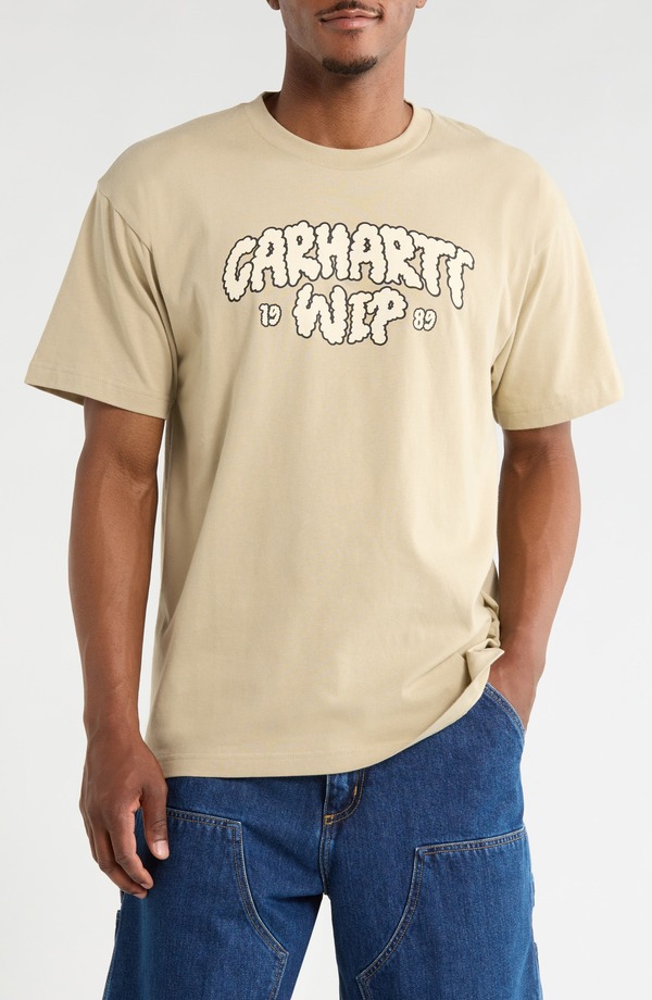 カーハート メンズ トップス Tシャツ コットン グラフィック Carhartt Work In Progress Cloud Script Cotton Graphic T-Shirt Barchan|ReVida 店