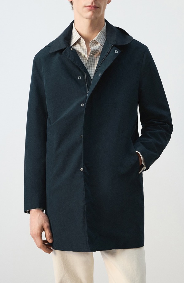 マンゴ メンズ アウター 上衣・上衣 パーカー MANGO Waterepellent Parka with Removable Hood Navy 米国海軍