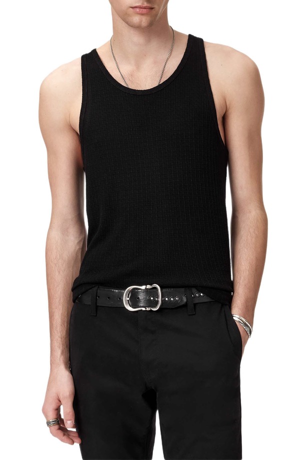 ジョンバルベイトス メンズ トップス シャツ John Varvatos Marcy Rib Tank Black ブラック｜ReVida 店