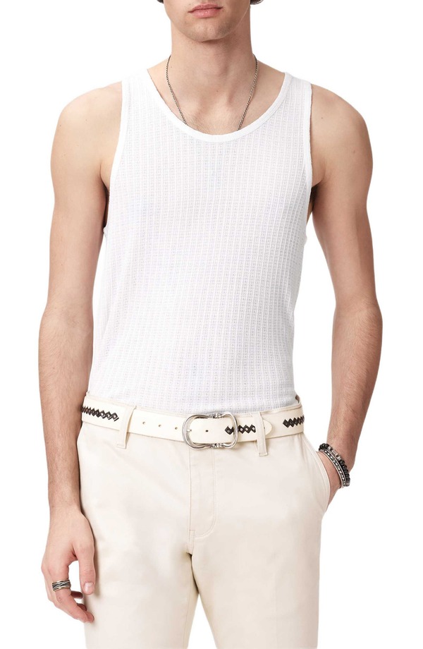 ジョンバルベイトス メンズ トップス シャツ John Varvatos Marcy Rib Tank White ホワイト｜ReVida 店