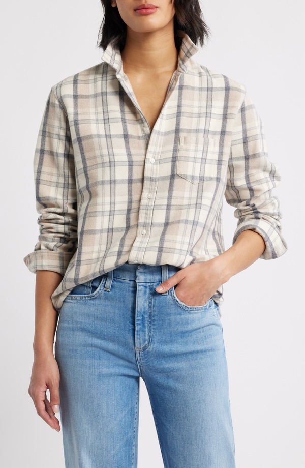 フランク ＆ アイリーン レディース トップス シャツ Frank & Eileen Relaxed Button-Up Shirt Cream/ Sand/ Grey Plaid クリーム｜ReVida 店