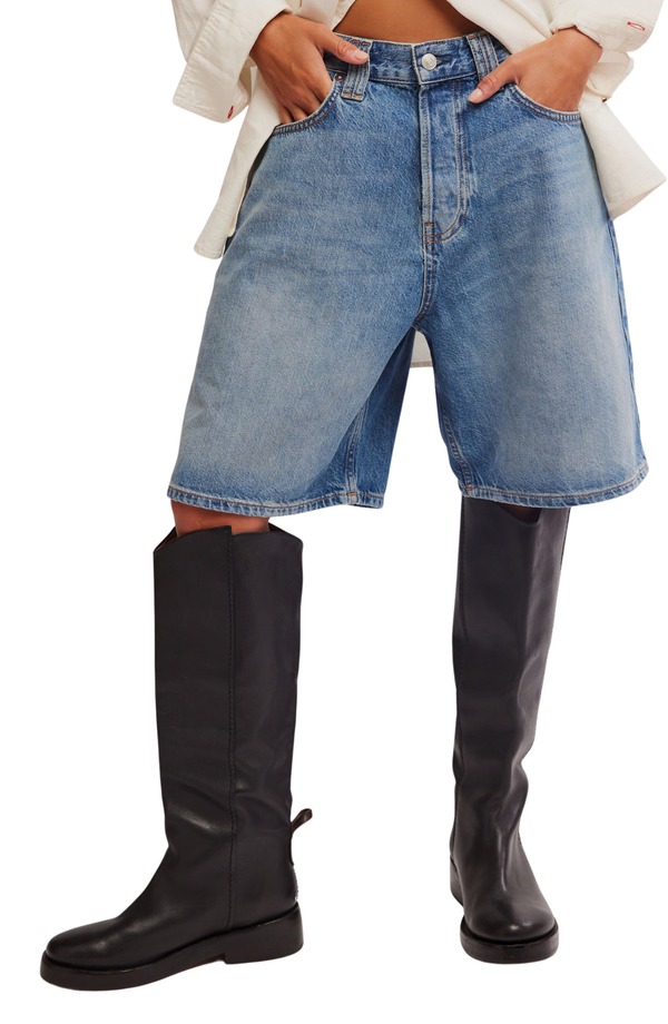 フリーピープル レディース ボトムス デニムパンツ ショートパンツ Free People Montana Denimid Rise Bermuda Shorts Haven デニム｜ReVida 店