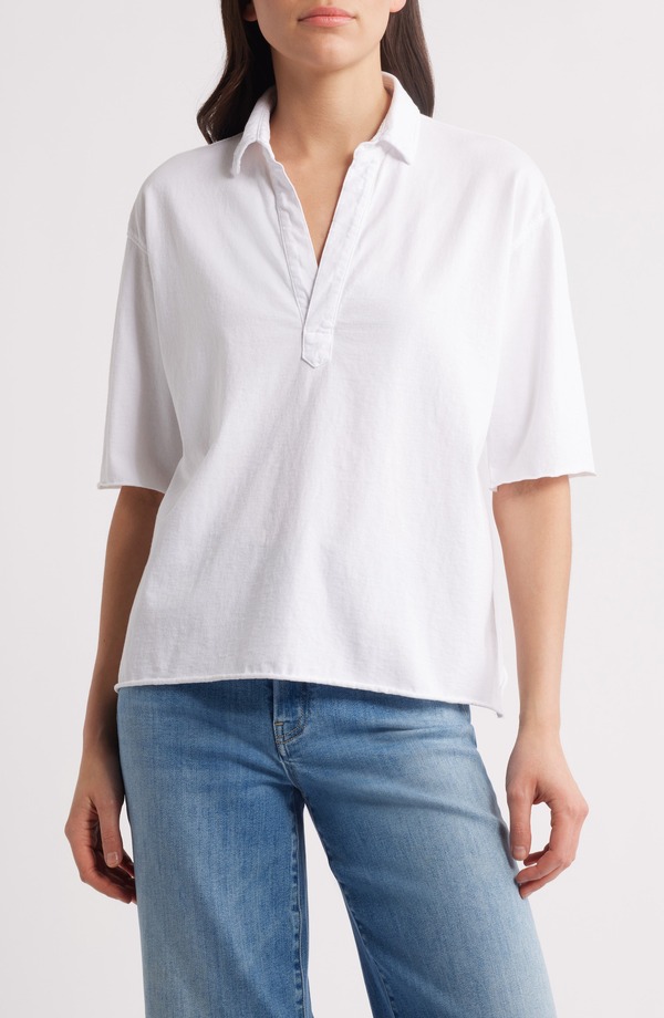 フランク & アイリーン レディース トップス シャツ Frank & Eileen Patty Short Sleeve Henley White ホワイト|ReVida 店