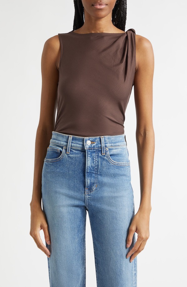ヴェロニカ ベアード レディース トップス プルオーバー ギャザー Veronica Beard Otessa Twist Shoulderuched Top Dark Mocha モカ
