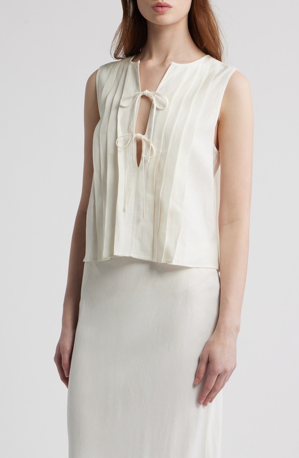 レイルズ レディース トップス プルオーバー ノースリーブ Rails Aja Pleat Sleeveless Top Ivory 象牙色