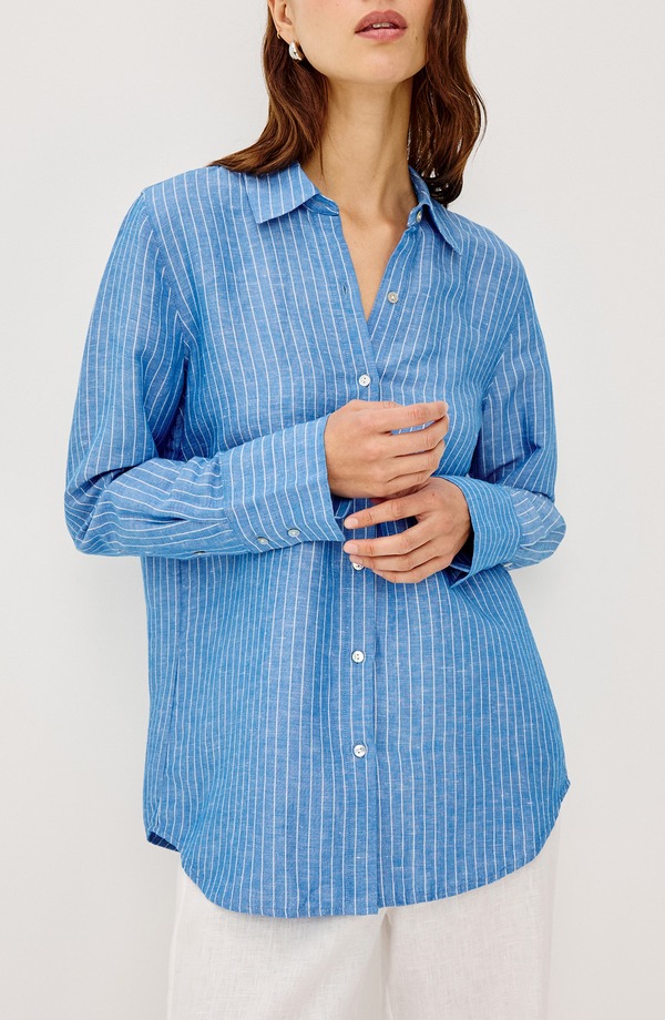 レイルズ レディース トップス プルオーバー リネン Rails Knox Linen Blend Button-Up Shirt Avalon Stripe 縞模様