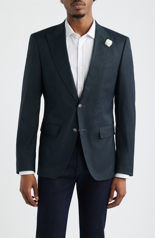 ボス メンズ アウター ジャケット・ブルゾン ウール コート BOSS Huge Wool Blend Peak Lapel Sport Coat Open Green グリーン｜ReVida 店