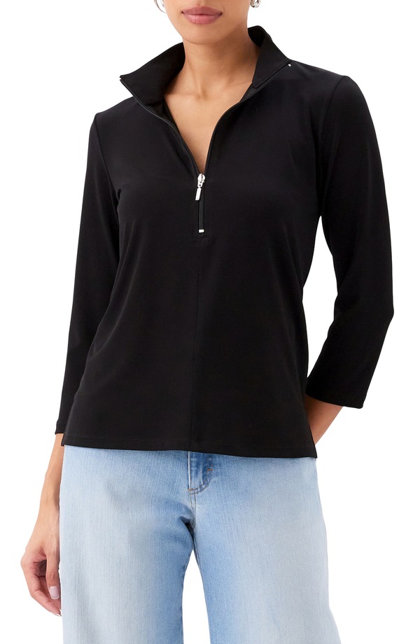 カレンケーン レディース アウター パーカー・スウェット ハーフジップ ジャージー Karen Kane Quarter Zip Travel Jersey Pullover Black ブラック｜ReVida 店