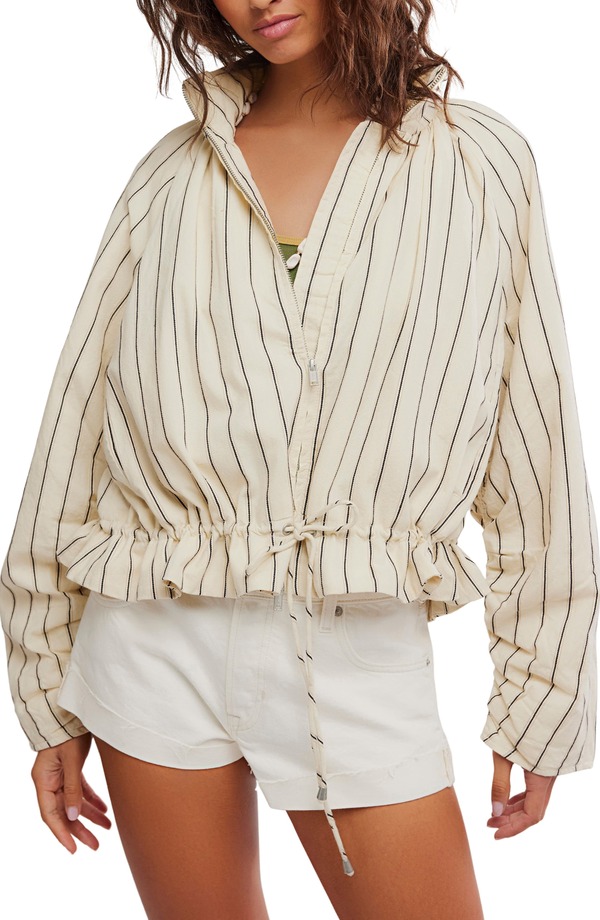 フリーピープル レディース アウター 上衣・上衣 フラウンス裾 フラウンス Free People Devon Stripe Ruffle Hem Jacket Ivory Combo 象牙色