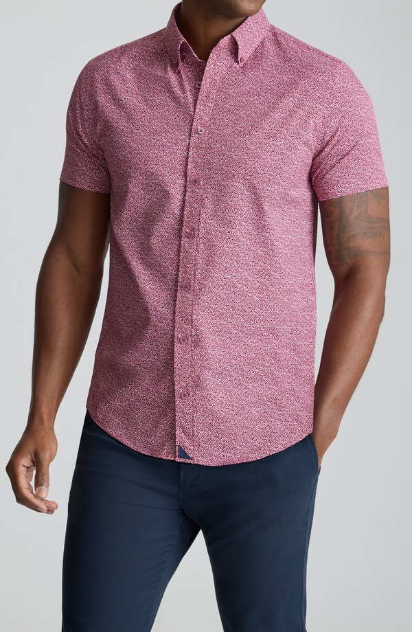 アンタックイット メンズ トップス シャツ フラワー柄 ダウン フラワー UNTUCKit Halloway Floral Short Sleeve Performance Button-Down Shirt Pink ピンク｜ReVida 店
