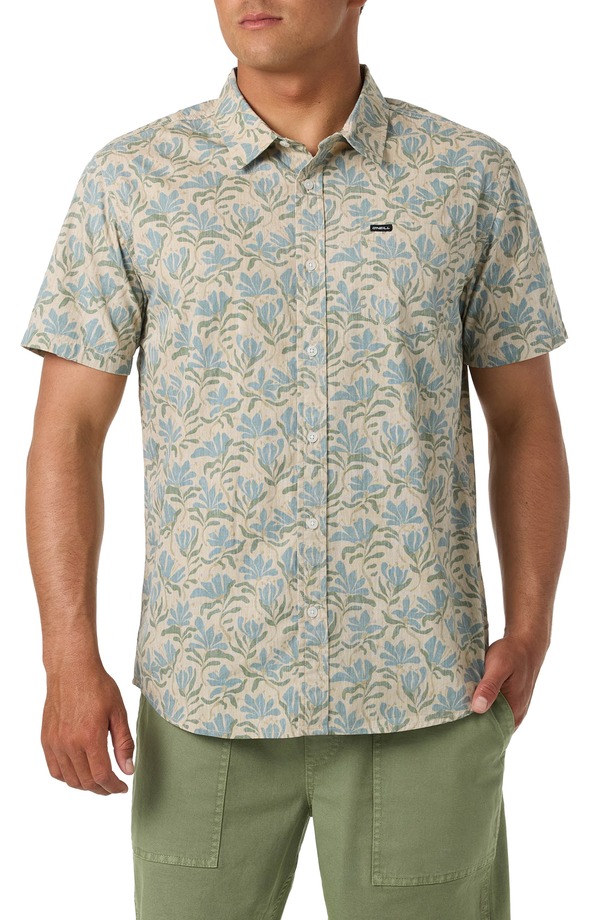 オニール メンズ トップス シャツ プリント O'Neill Terrace Print Short Sleeve Button-Up Shirt Light Khaki カーキ｜ReVida 店