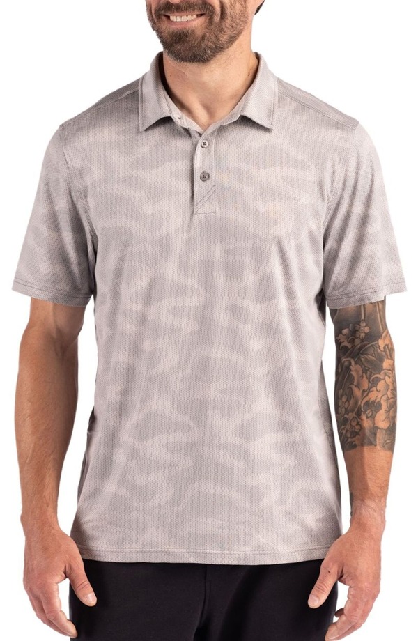 カッターアンドバック メンズ トップス ポロシャツ レギュラーフィット Cutter & Buck Epicomfort Camo Regular Fit Polo Concrete|ReVida 店
