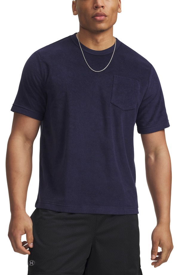 アンダーアーマー メンズ トップス ティーシャツ パイル Under Armour UA Icon Terry Cloth Pocket-Shirt Midnight Navy 米国海軍